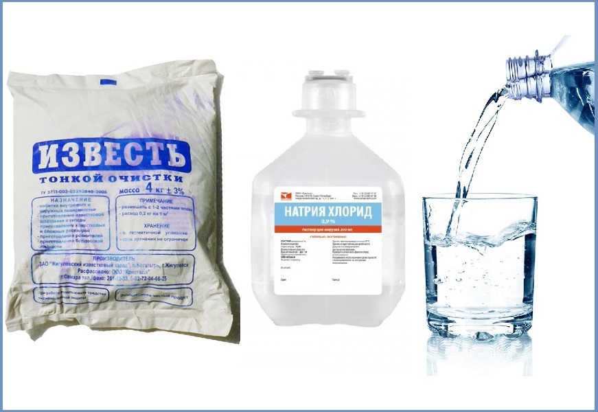 Известь, хлористый натрий и вода для чистки колец